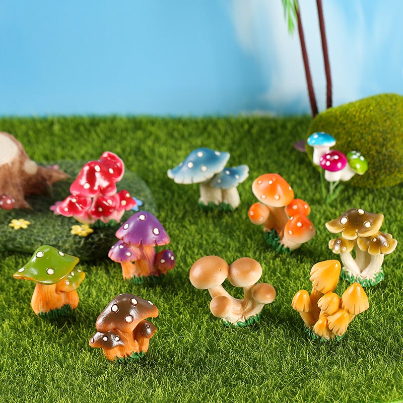 Creative Zakka Mushroom Series Moss Micro-Landscape Fleshy Potted Plants With Decorations Decorative Ornaments Resin - Image 3