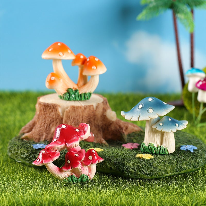Creative Zakka Mushroom Series Moss Micro-Landscape Fleshy Potted Plants With Decorations Decorative Ornaments Resin - Image 2