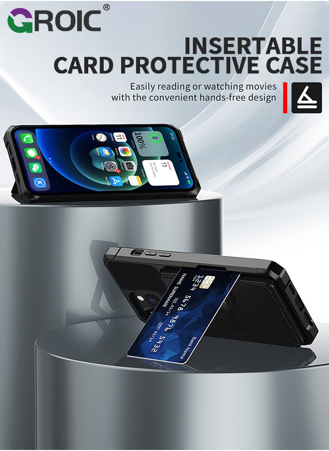 Design for iPhone 15 Pro Max 6.7 Inches Phone Case Wallet Magnetic Back Case with Card Slots Shell Stand Function Ultra Thin Anti-Fingerprint Shockproof Protective Cover
