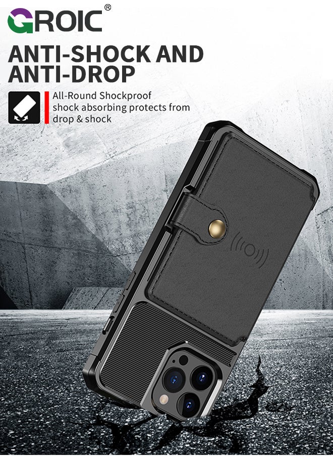 Design for iPhone 15 Pro Max 6.7 Inches Phone Case Wallet Magnetic Back Case with Card Slots Shell Stand Function Ultra Thin Anti-Fingerprint Shockproof Protective Cover
