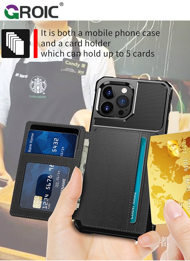 Design for iPhone 15 Pro Max 6.7 Inches Phone Case Wallet Magnetic Back Case with Card Slots Shell Stand Function Ultra Thin Anti-Fingerprint Shockproof Protective Cover