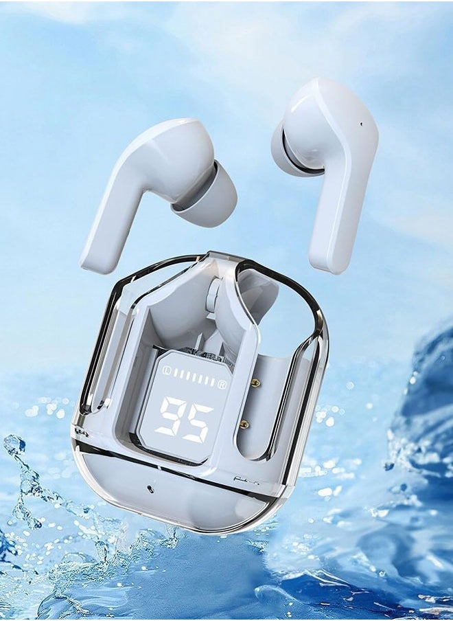 Generic - TWS Clear Bluetooth Headset Digital Dual Sided Stereo In-Ear Sports Wireless Earbuds with Integrated Copper Loop in Charging Compartment - White - Image 1