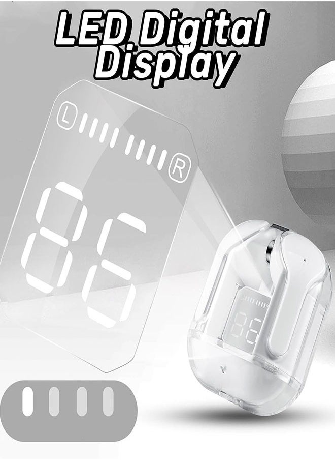 Generic - TWS Clear Bluetooth Headset Digital Dual Sided Stereo In-Ear Sports Wireless Earbuds with Integrated Copper Loop in Charging Compartment - White - Image 1