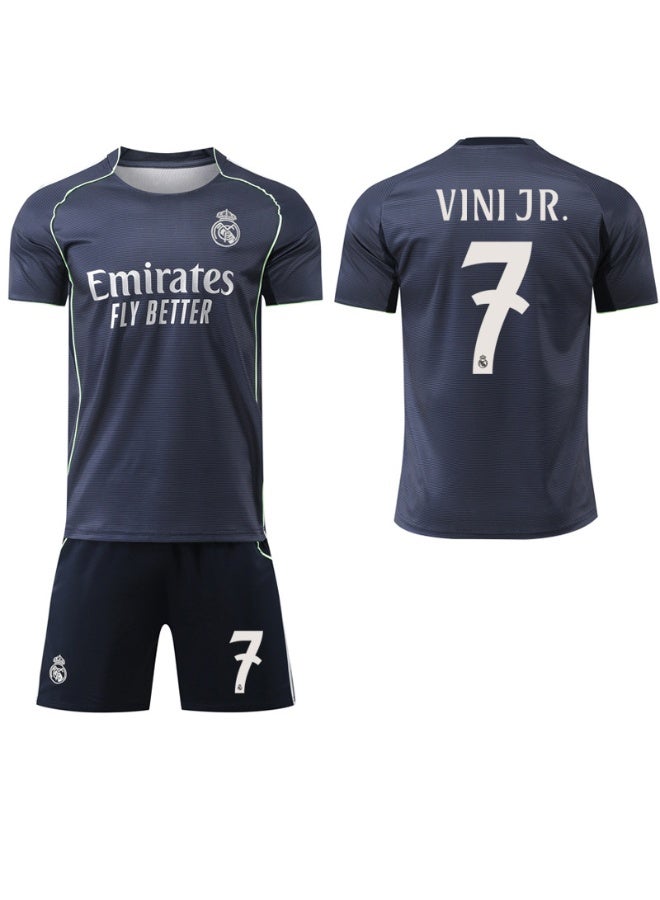 Real Madrid 2025-2026 season #7 VINI JR football jersey shorts set children's size and adult size, a gift for fans and friends - Image 1