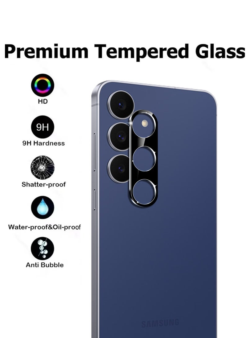 واقي عدسة كاميرا Samsung Galaxy S25 FE، مقاوم للخدش، عالي الوضوح، فائق النحافة، مصنوع من الزجاج المقوى 9H، غطاء عدسة - أسود - Image 2