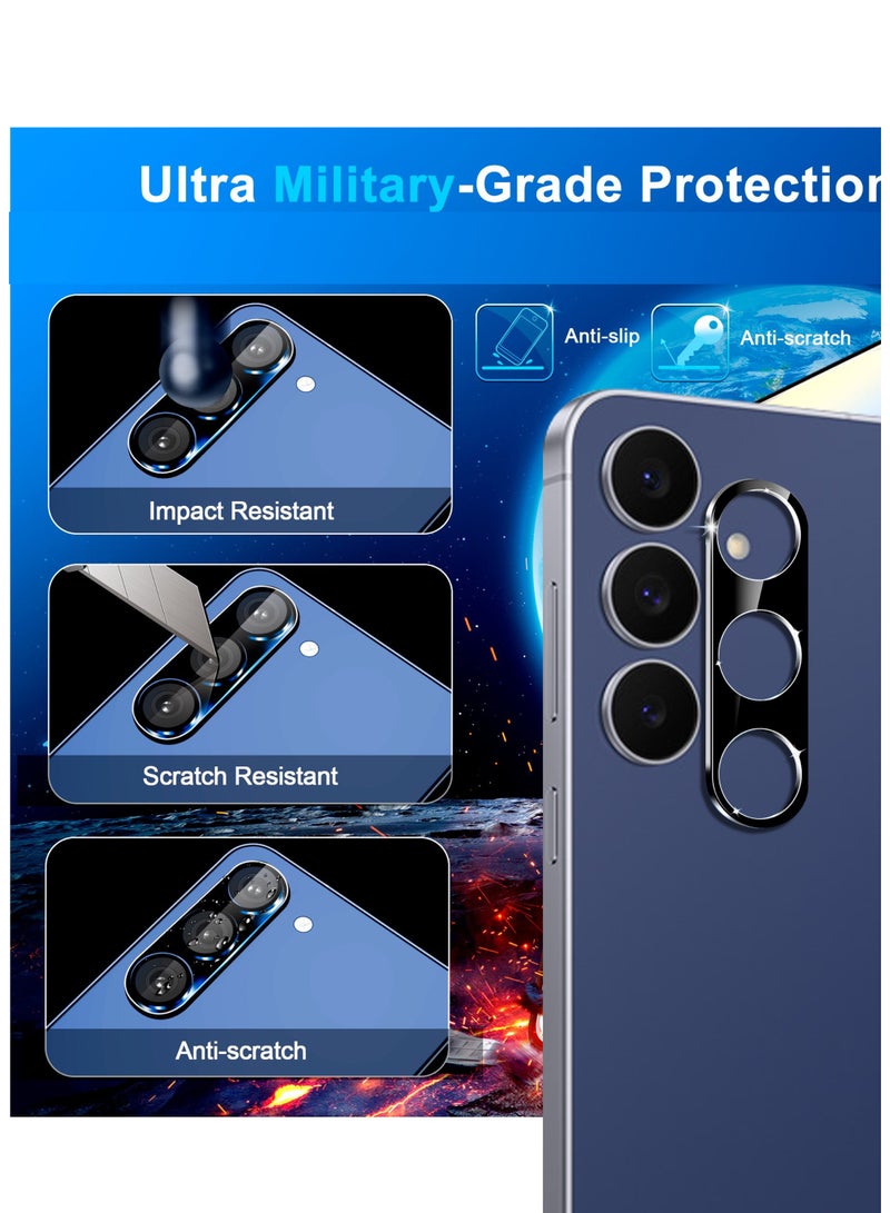 واقي عدسة كاميرا Samsung Galaxy S25 FE، مقاوم للخدش، عالي الوضوح، فائق النحافة، مصنوع من الزجاج المقوى 9H، غطاء عدسة - أسود - Image 4