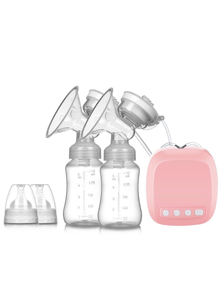 مايل ميلو مضخة حليب كهربائية مزدوجة مع زجاجة حليب للرضع، تعمل بالUSB، خالية من مادة البيسفينول-أ، قوية (وردية) - Image 1
