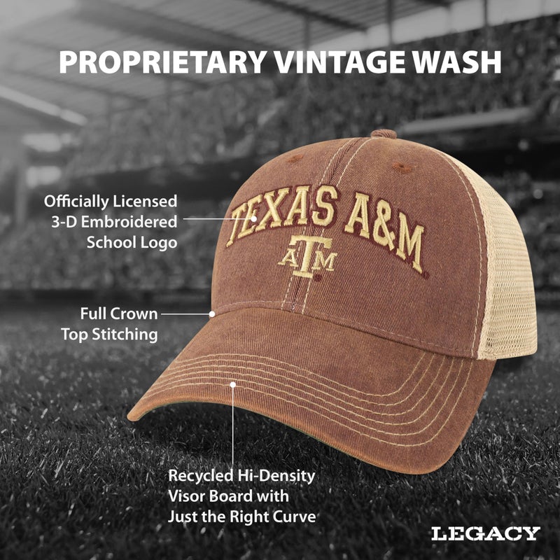 Legacy NCAA Officially Licensed Baseball Hat, Texas A&M Aggies, Lightweight Cap for Men & Women, Old Favorite Trucker Adjustable (OFA), Burgundy Trucker, One Size Fits Most, Snapback Closure - Image 3
