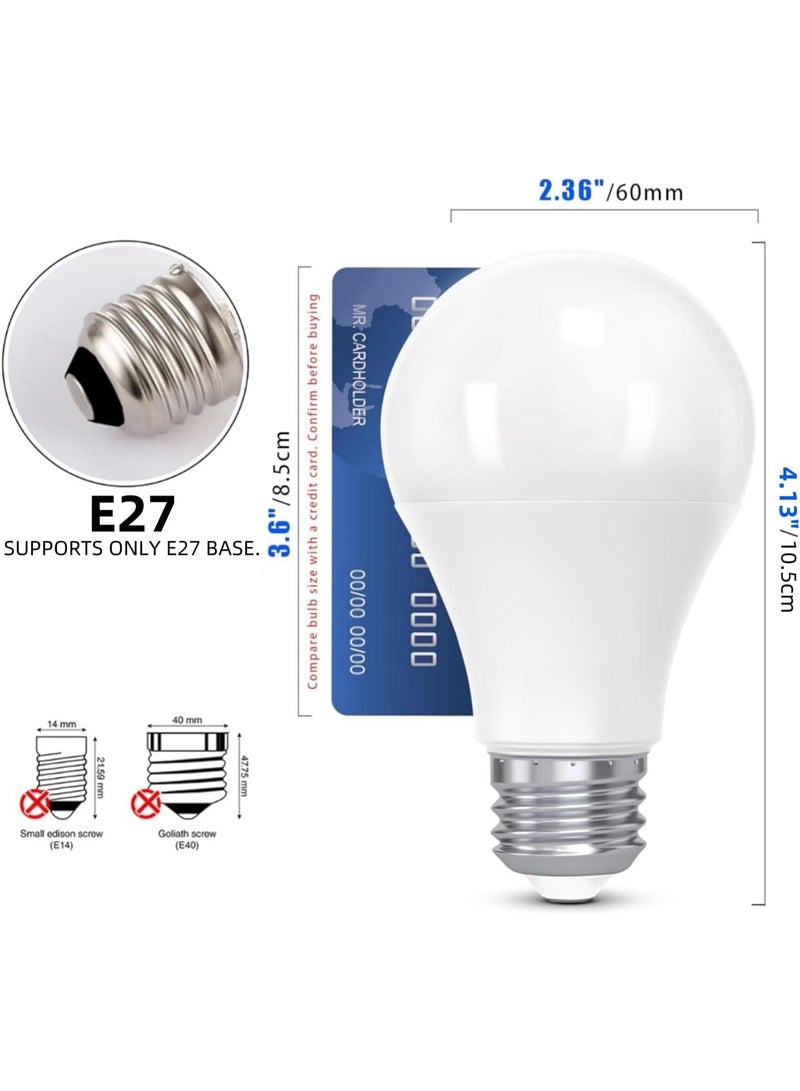 فكسر لمبة إضاءة LED 9 وات، لون أبيض دافئ، عبوة من 10 قطع، غير قابلة للتعتيم، قاعدة E27، 3000 كلفن، 810 لومن، لمبة A60 موفرة للطاقة - ما يعادل 60 وات، عمر طويل، ضوء أصفر للمنزل والمكتب - Image 4