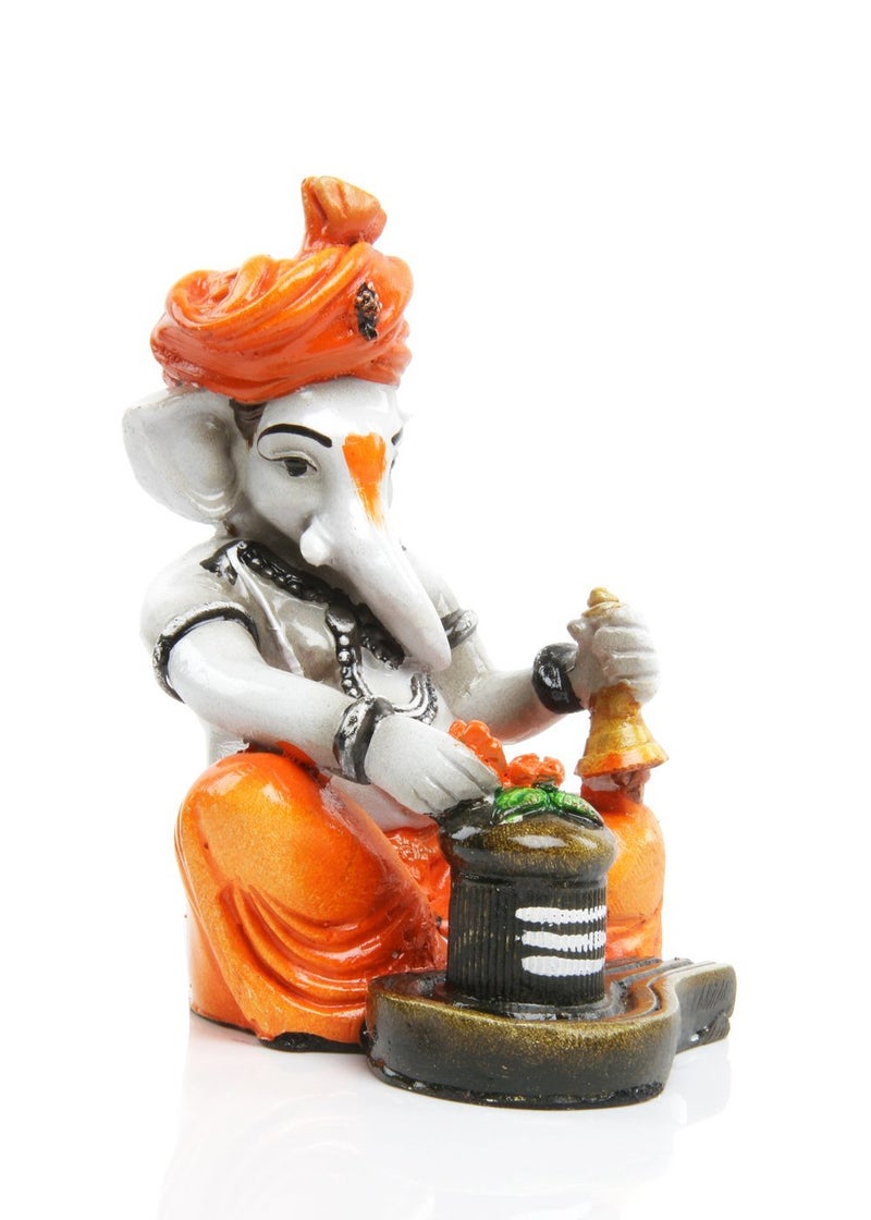 Aadaa Musical Ganesha Polyresin Figurine - (14.61 X 10.21 X 7.80 cm, Multicolor) - Image 2