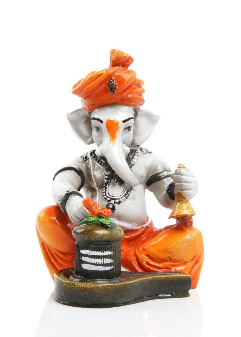 Aadaa Musical Ganesha Polyresin Figurine - (14.61 X 10.21 X 7.80 cm, Multicolor) - Image 1