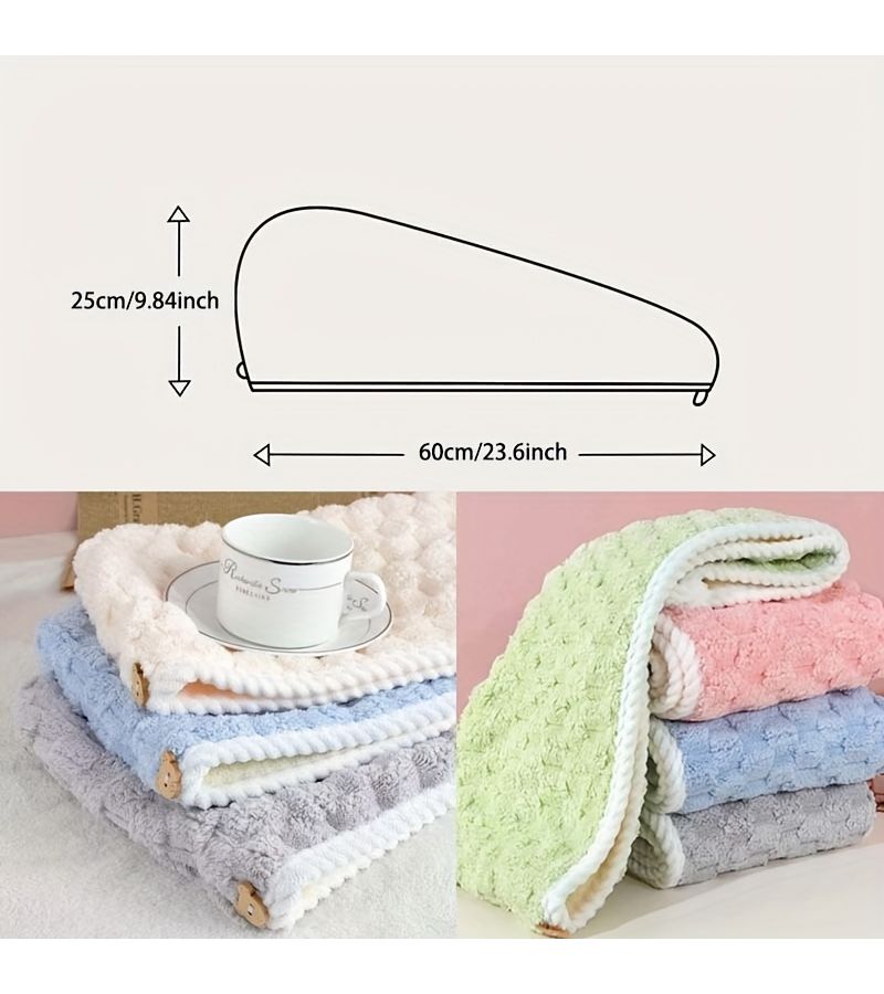 2Pcs Green Super Absorbent Quick Dry Hair Towel Double Layer Soft Head Wrap - Image 3