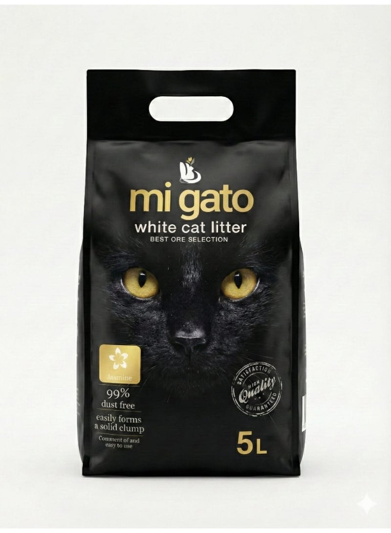 ميجاتو مي غاتو رمل قطط أبيض – برائحة الياسمين (5 لتر)