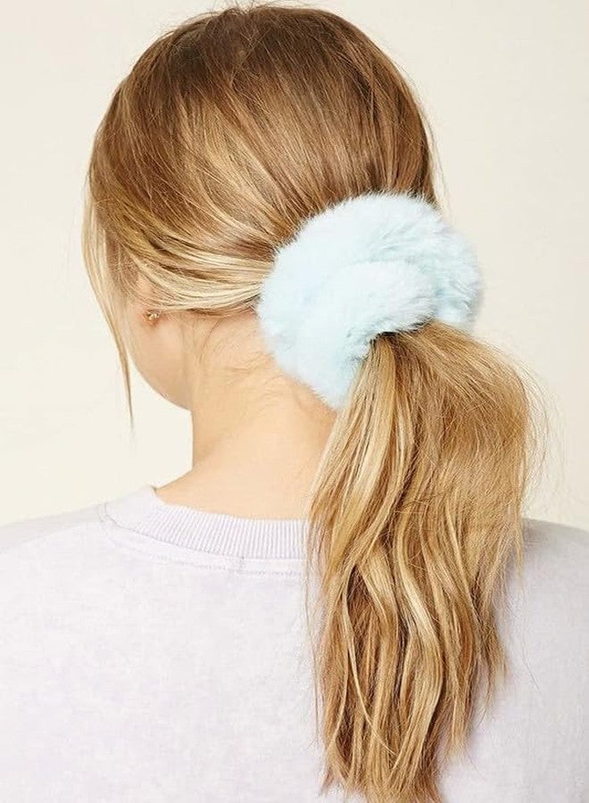 Minta Fur Scrunchies Pastel colors Faux Fur Hair Scrunchies Pompom Ball Elastic Hair Band Fluffy Ponytail Holders Pom Hair Ties for Women Hair Accessories(PACK OF 24) |MULTICOLOR - Image 5