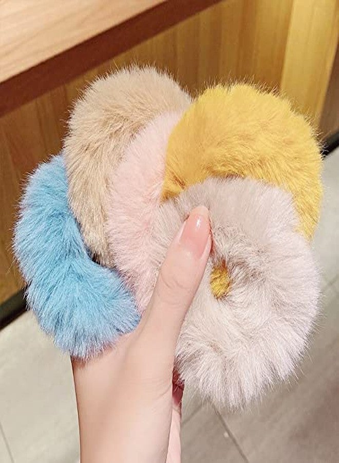 Minta Fur Scrunchies Pastel colors Faux Fur Hair Scrunchies Pompom Ball Elastic Hair Band Fluffy Ponytail Holders Pom Hair Ties for Women Hair Accessories(PACK OF 24) |MULTICOLOR - Image 4