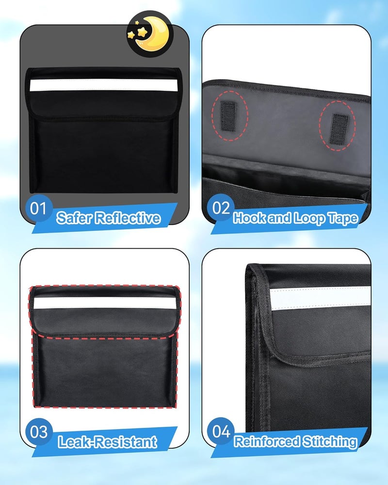 PLOZANO Water-Proof PU Boat Accessories Storage Organizer Bag, Sun-Protective Strong Adhesive Pouch for Cellphone and Key, Reflective Closure Pocket for Boat Center Console Pontoon RV 12" x10.8"x2.2" - Image 3