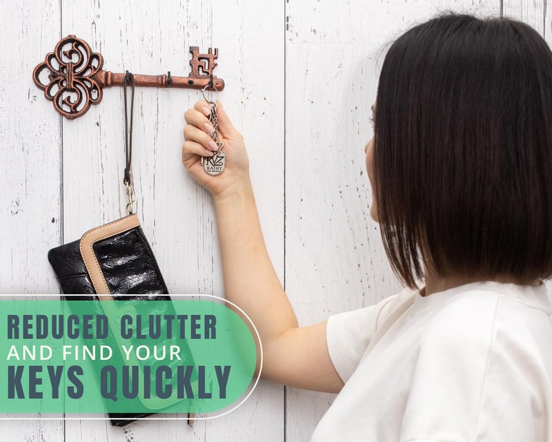Comfify Comfify Key Holder for Wall - Cast Iron Skeleton Key - Decorative Farmhouse Rustic Wall Mount Key Organizer - 3 Key Hooks - Vintage Key Rack for Entryway with Screws & Anchors – 10.8 x 4.7  - Image 4