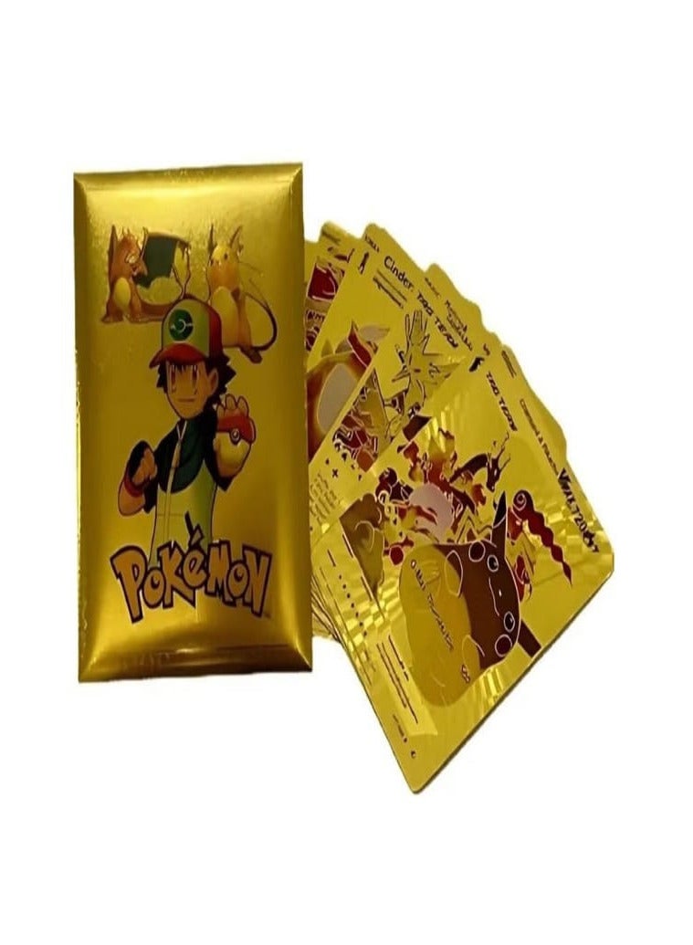 بوكيمون 10 بطاقات ذهبية متنوعة - في ظرف - سلسلة V Vmax GX بطاقات نادرة وشائعة (ذهبية)