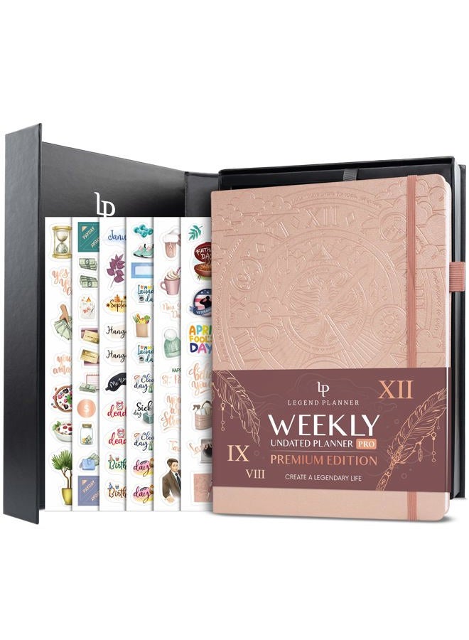 Legend Planner PRO Premium – Large Undated Weekly, Monthly & Budget Planner with Habit Tracker – Life Organizer for Time & Task Management, Goal Setting & Productivity – A4 size (Rose Gold) - Image 1