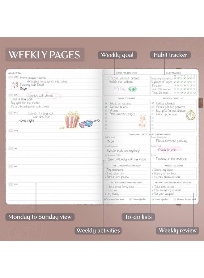 Legend Planner PRO Premium – Large Undated Weekly, Monthly & Budget Planner with Habit Tracker – Life Organizer for Time & Task Management, Goal Setting & Productivity – A4 size (Rose Gold) - Image 3