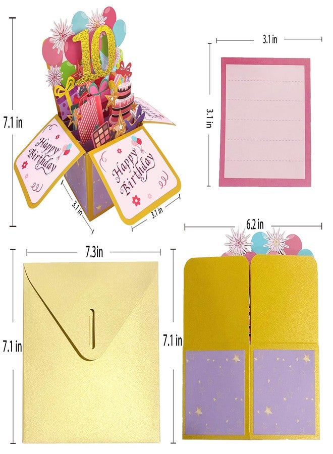 Asmallgf Happy 10th Birthday Popup Card for Daughter Niece, Best Birthday Gift for 10 Years Old Girl Boy, Sweet 10 Birthday Decorations for Him Her - Image 2