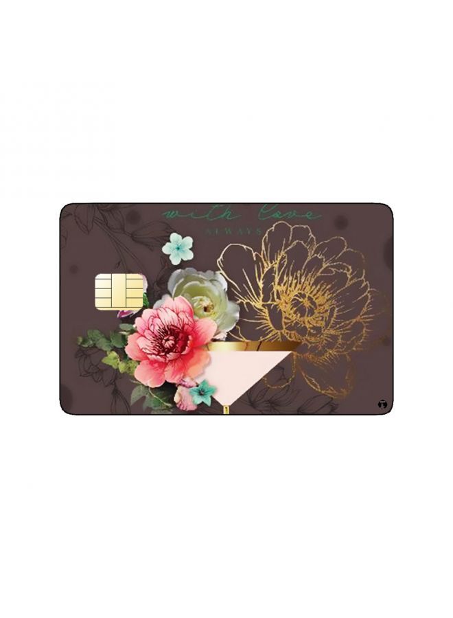 RKN PRINTED BANK CARD STICKER Aesthetic Cup Drawing With Roses - Image 1