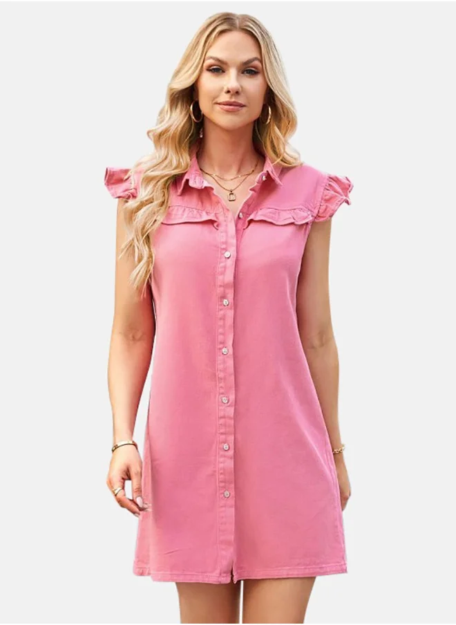 يونيكي Pink Denim Casual Denim Dress