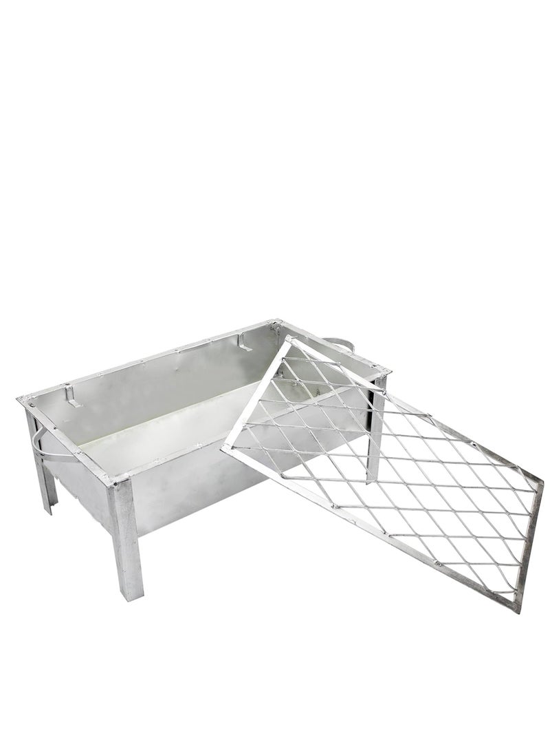 HOT GRILL BBQ Grill With Tin Made Grill Charcoal Grill | Portable Stainless Steel BBQ Grill Kits for Outdoor Cooking Household Camping (Large) - Image 3
