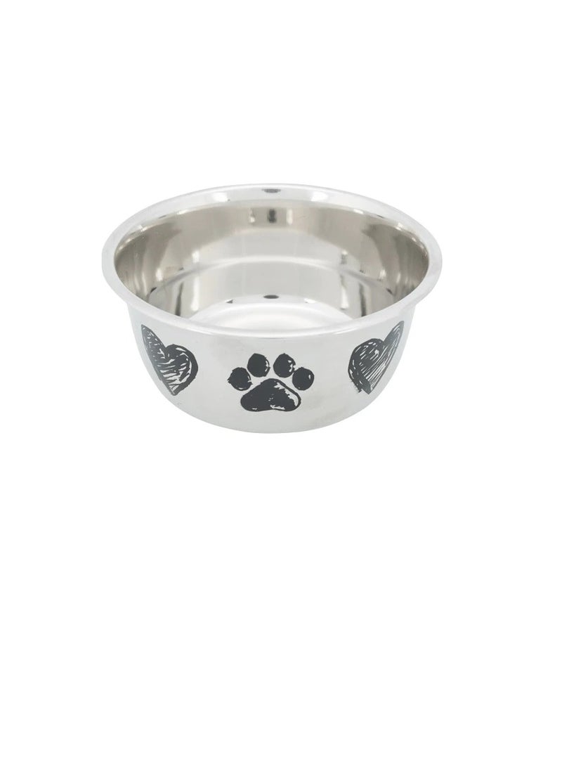 Trixie Paw & Heart Design Stainless Steel Bowl For Dogs - Image 1