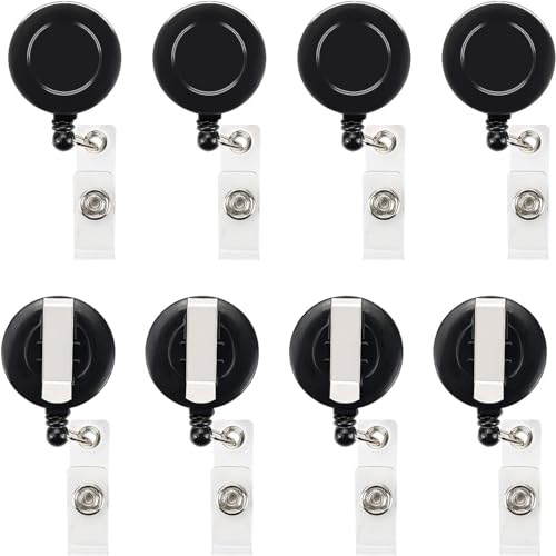 NSSP Round Shape Yo-Yo Retractable Key Ring for ID Card Holder (Black) (Black, Pack of 25) - Image 1