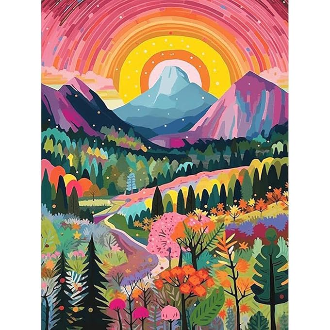 KASTWAVE Landscape Paint by Number Kit for Adults, 16x20in Canvas Scenery Oil Painting, Abstract Landscape Paint by Numbers for Home Decor and Gifts