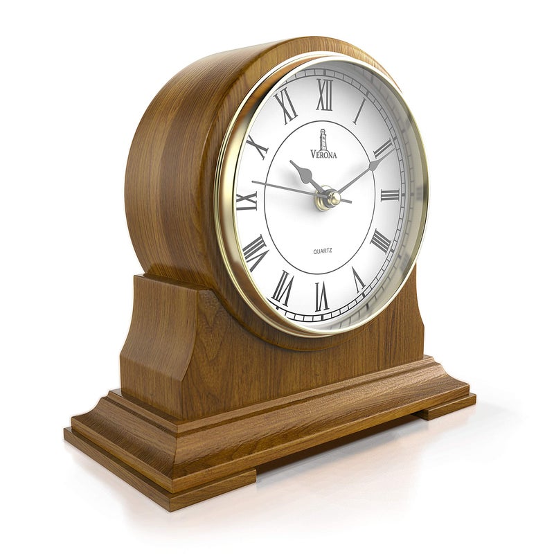 Lovely Home Essentials Mantel Clock for Living Room  Decorative Wood Mantle Clock Battery Operated  Silent Wooden Mantle Clock for Living Room Decor Above Fireplace Mantel Office Table Shelf  Home Dcor Gift 9x85 