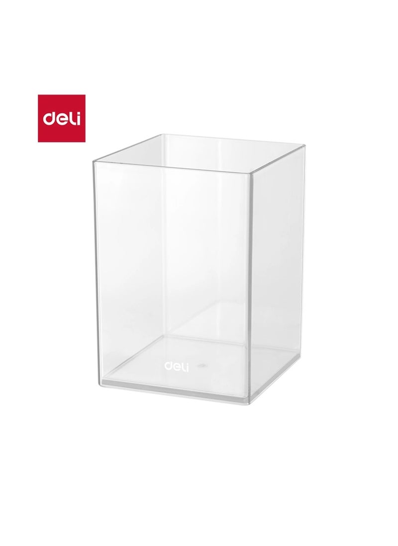 Deli 1-Piece Square And Clear Pen Holder 104x73x73mm Size  - Image 1