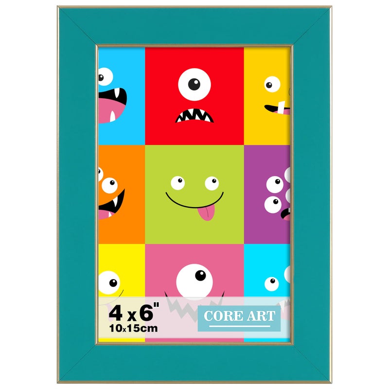 CORE ART 4x6 Picture Frame Turquoise Blue Photo Frame  4 by 6 Colorful Frame with HD Plexiglass  Wall or Tabletop Display - Image 1
