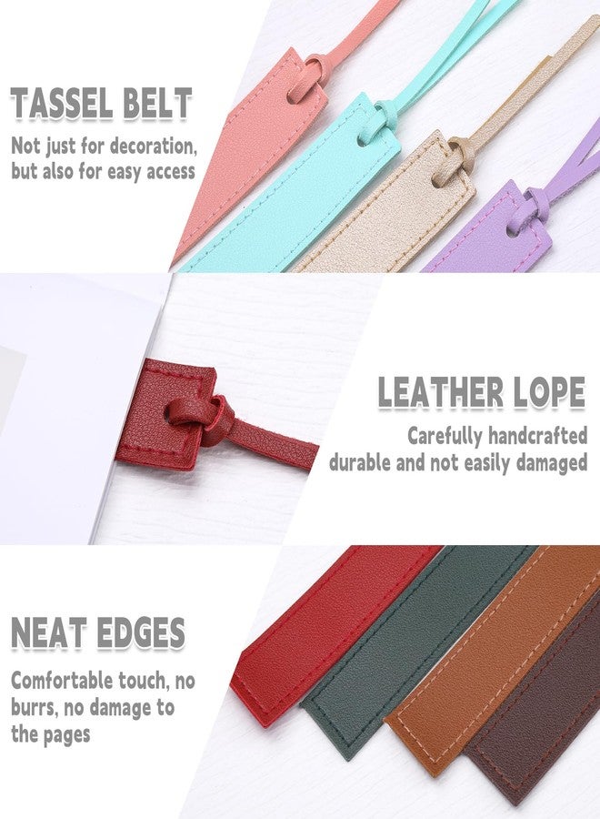 WONVOC 16 Pcs Leather Bookmark, Bookmarks with Leather Rope, Page Markers Reading Present for Women Men, Book Accessories for Reading Lovers, for School Office Home Supplies - Image 4