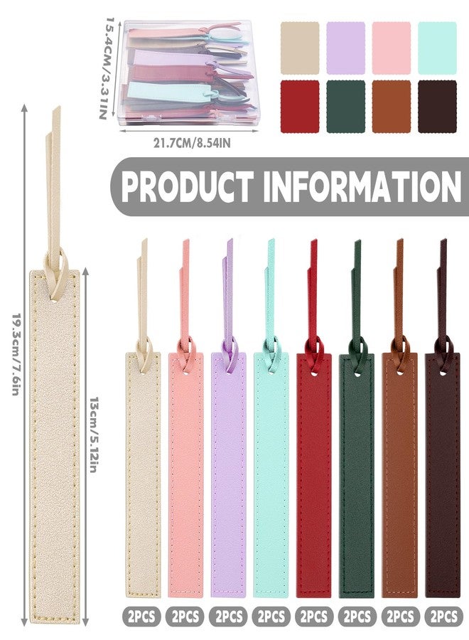 WONVOC 16 Pcs Leather Bookmark, Bookmarks with Leather Rope, Page Markers Reading Present for Women Men, Book Accessories for Reading Lovers, for School Office Home Supplies - Image 2