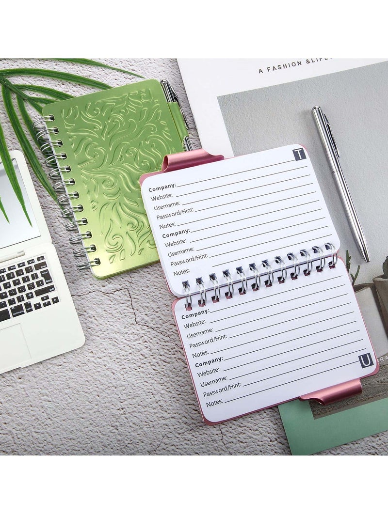 Portable Password Book Organizer, Notebook Elegant Mandala Pattern Keeper with Pen, Spiral Bound for Information (Blue + Rose Red)