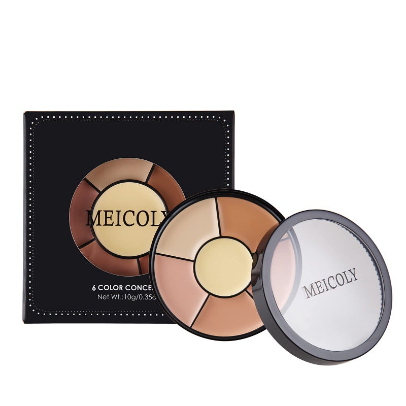 MEICOLY 6 Shades High Coverage Concealer,Tattoo Cover Palette,Bruise Kit Cover Up Makeup, Age Spots, Vitiligo, Birthmarks,with 8 pcs White Makeup Sponges - Image 2