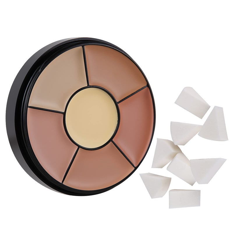 MEICOLY 6 Shades High Coverage Concealer,Tattoo Cover Palette,Bruise Kit Cover Up Makeup, Age Spots, Vitiligo, Birthmarks,with 8 pcs White Makeup Sponges - Image 1