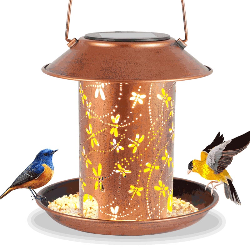 Tepaken Bird Feeders for Outdoors Dragonfly Solar Lanterns Outdoor Waterproof Garden Decor Birthdays for Women Mom Grandma Metal Solar Decoration Outside LED Lanterns for Yard Patio - Image 2
