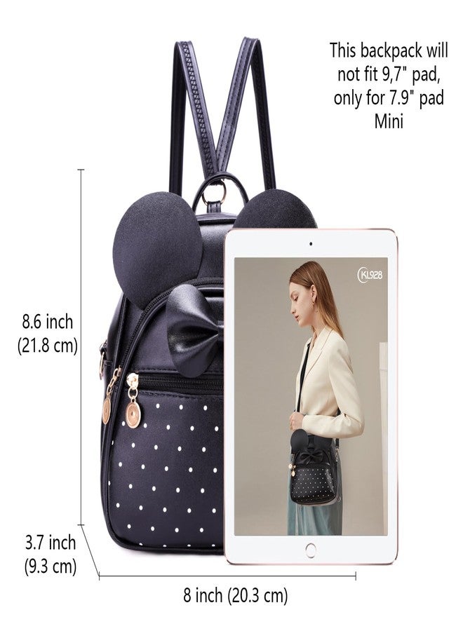 KL928 Girls Bowknot Polka Dot Cute Mini Backpack Small Daypacks Convertible Shoulder Bag Purse for Women, Checked, Small, Daypack Backpacks - Image 2