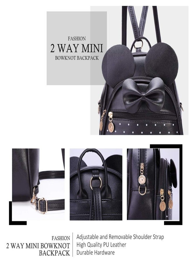 KL928 Girls Bowknot Polka Dot Cute Mini Backpack Small Daypacks Convertible Shoulder Bag Purse for Women, Checked, Small, Daypack Backpacks - Image 3