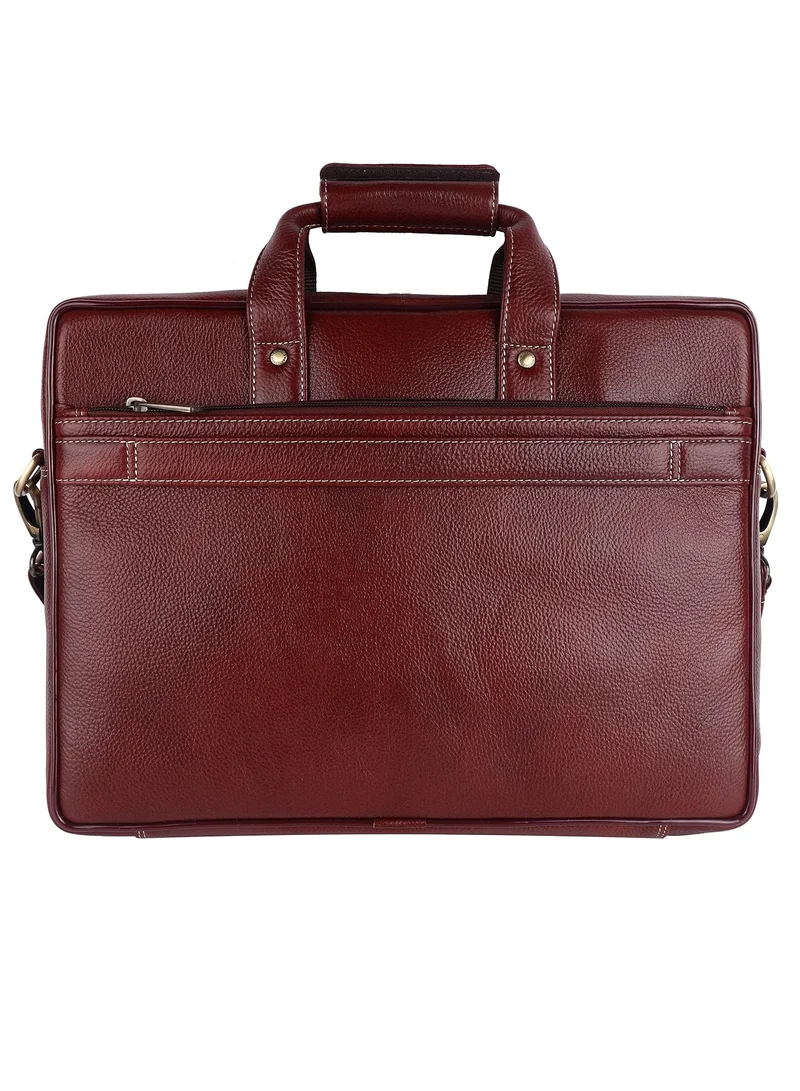 HAMMONDS FLYCATCHER Men Leather 15.6 inch Laptop Messenger Bag With Trolley Straps LB192BRN | KRKJ