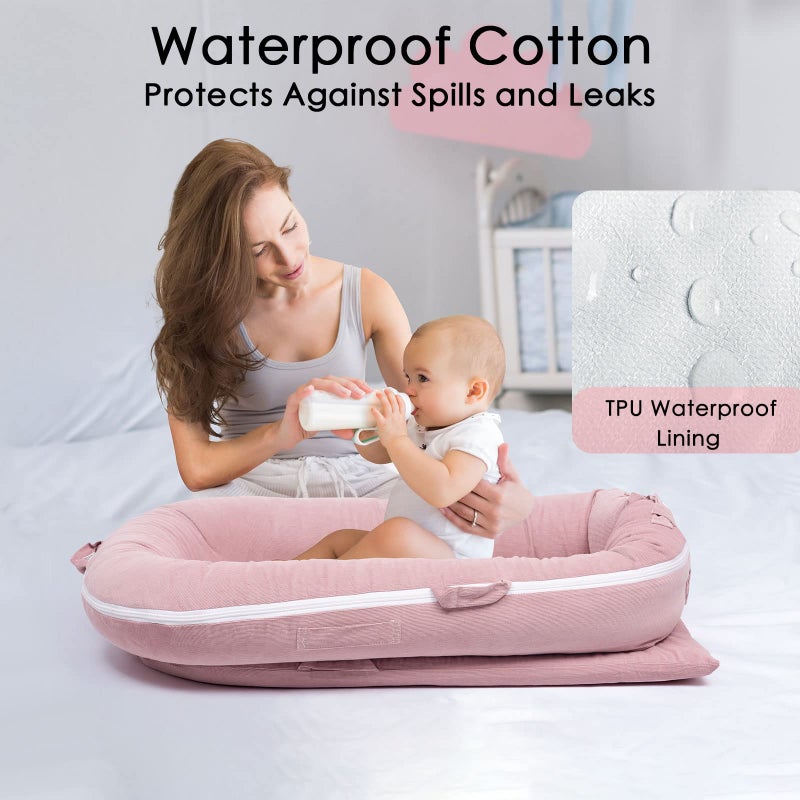 MEXXI Waterproof Corduroy Lounger Cover For Dockatot Deluxe+ Docks | Mexxi Breathable Cotton Baby Lounger Extra Cover | Hypoallergenic Baby Nest Replacement Cover (Cover Only) (Flamingo) - Image 5