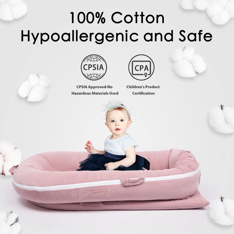 MEXXI Waterproof Corduroy Lounger Cover For Dockatot Deluxe+ Docks | Mexxi Breathable Cotton Baby Lounger Extra Cover | Hypoallergenic Baby Nest Replacement Cover (Cover Only) (Flamingo) - Image 3
