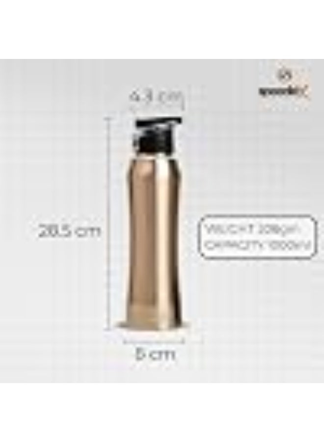 Speedex Stainless Steel Water Bottle 1 Litre, Leakproof Flipper Cap 1 Ltr, Copper Gold, Bottles 1+ Litre for School, Gym, Office, Boys, Girls, Men, Women, Kids, Fridge 1Ltr - 1000 ml - Set of 2 - Image 4