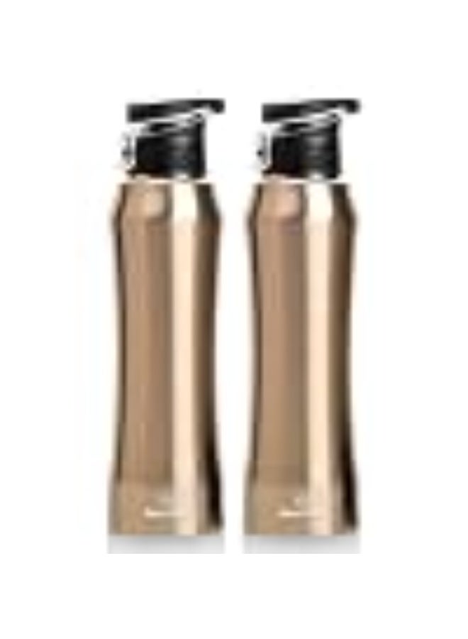 Speedex Stainless Steel Water Bottle 1 Litre, Leakproof Flipper Cap 1 Ltr, Copper Gold, Bottles 1+ Litre for School, Gym, Office, Boys, Girls, Men, Women, Kids, Fridge 1Ltr - 1000 ml - Set of 2 - Image 1