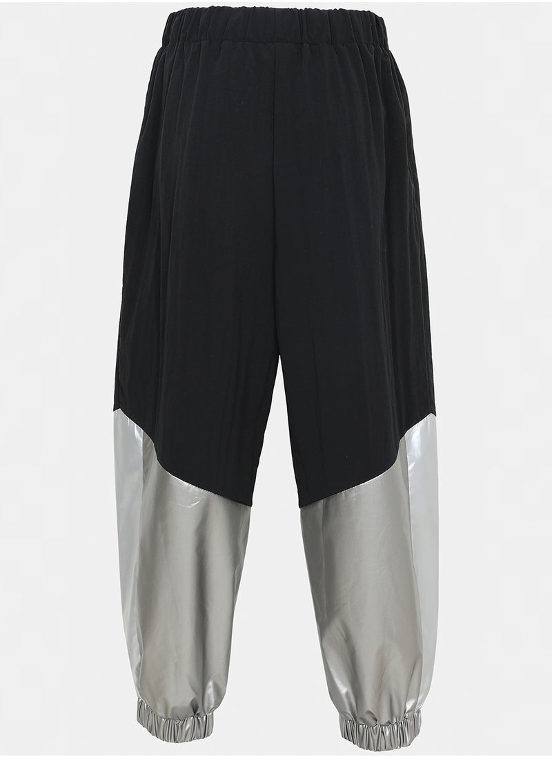 Flashmob Black and Silver Metallic Flashy Track Pants  - Image 2