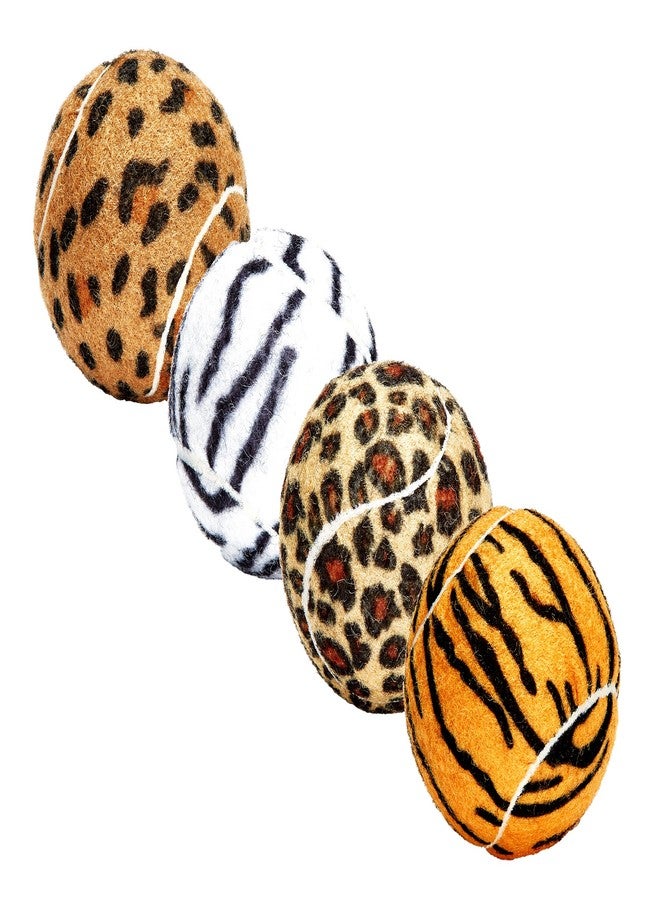 Tourna Unique Dog Fetch Balls Animal Prints 4 Pack - Image 1