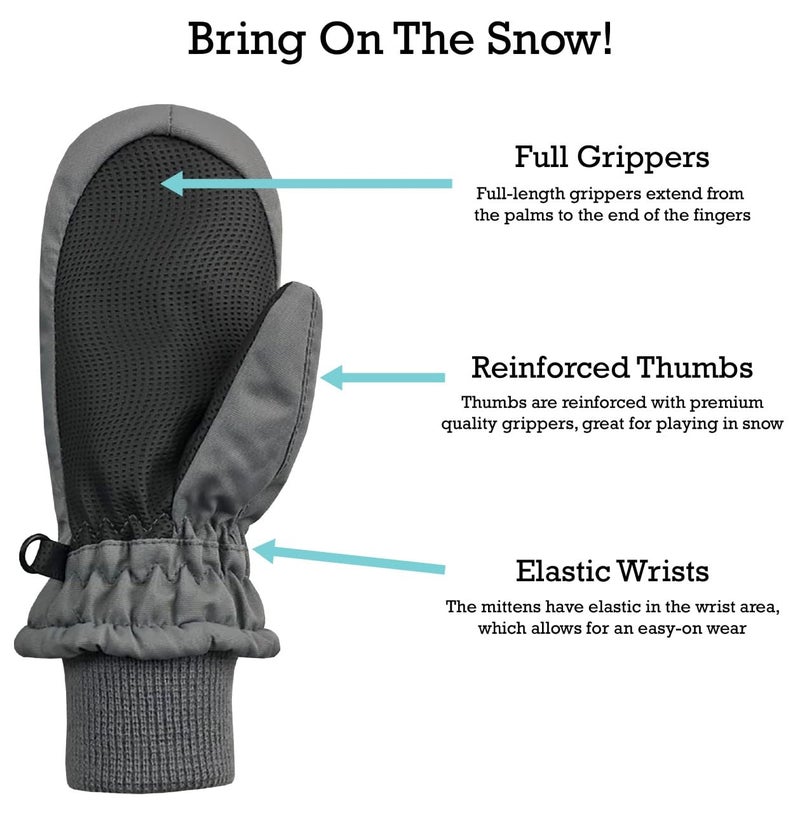 N'Ice Caps Kids Waterproof Snow Mittens Cold Weather Thinsulate Insulated (Silver, 4-5 Years) - Image 5